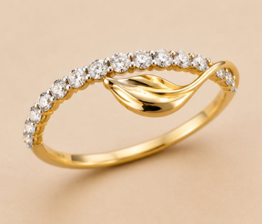 Diamond Leaf Whisper Ring