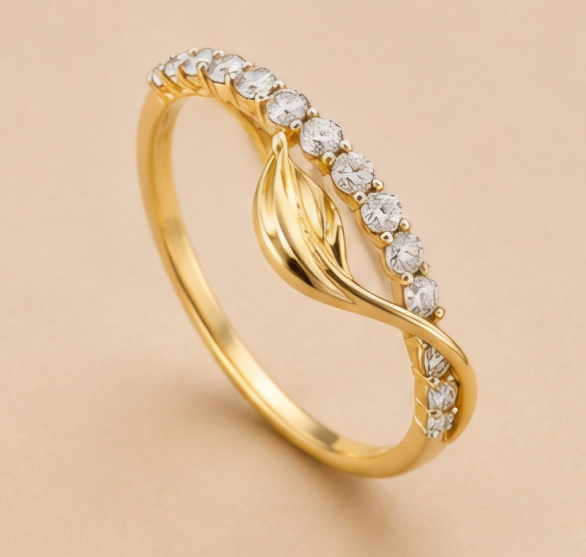 Diamond Leaf Whisper Ring