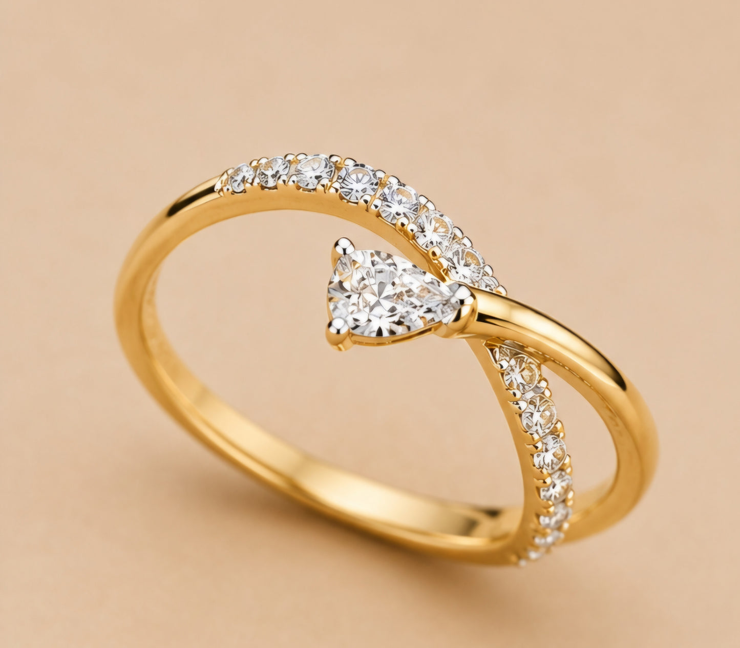 Twisted Pear Diamond Ring