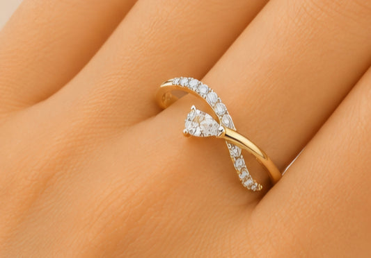 Twisted Pear Diamond Ring