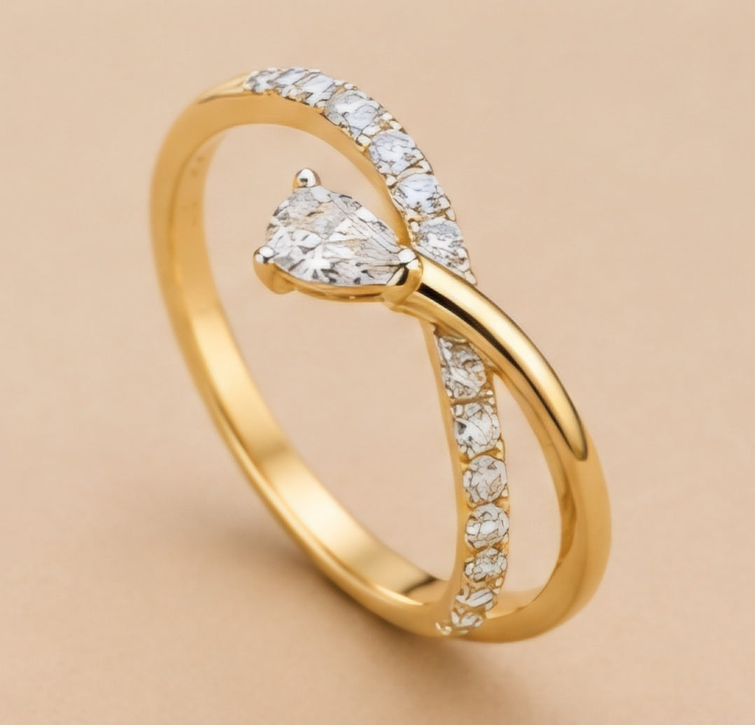 Twisted Pear Diamond Ring