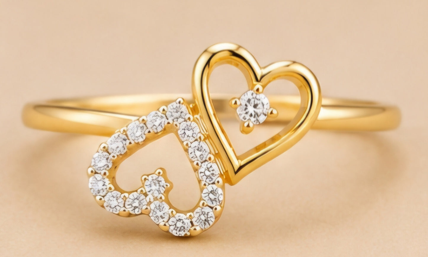 Twin Hearts Diamond Ring