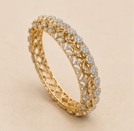 Floral Vine Diamond Bangle