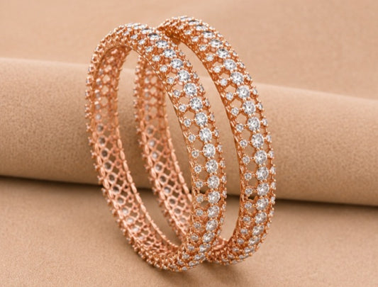 Rosé Lattice Diamond Bangles