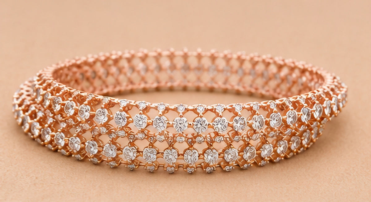 Rosé Lattice Diamond Bangles