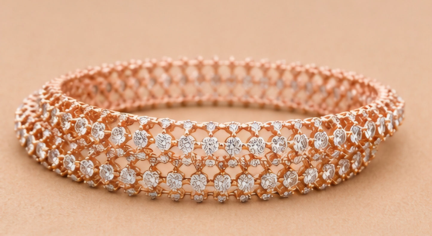 Rosé Lattice Diamond Bangles