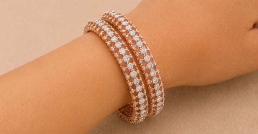 Rosé Lattice Diamond Bangles
