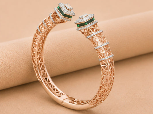 Verde Accent Diamond Cuff Bangle