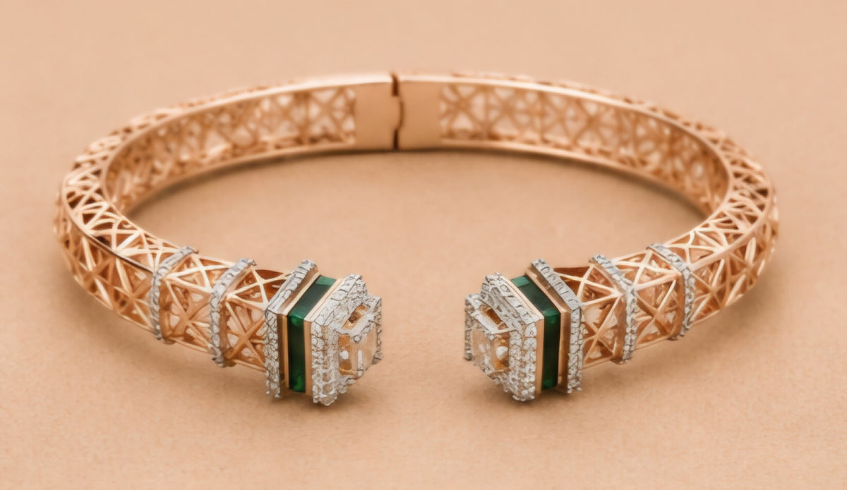 Verde Accent Diamond Cuff Bangle
