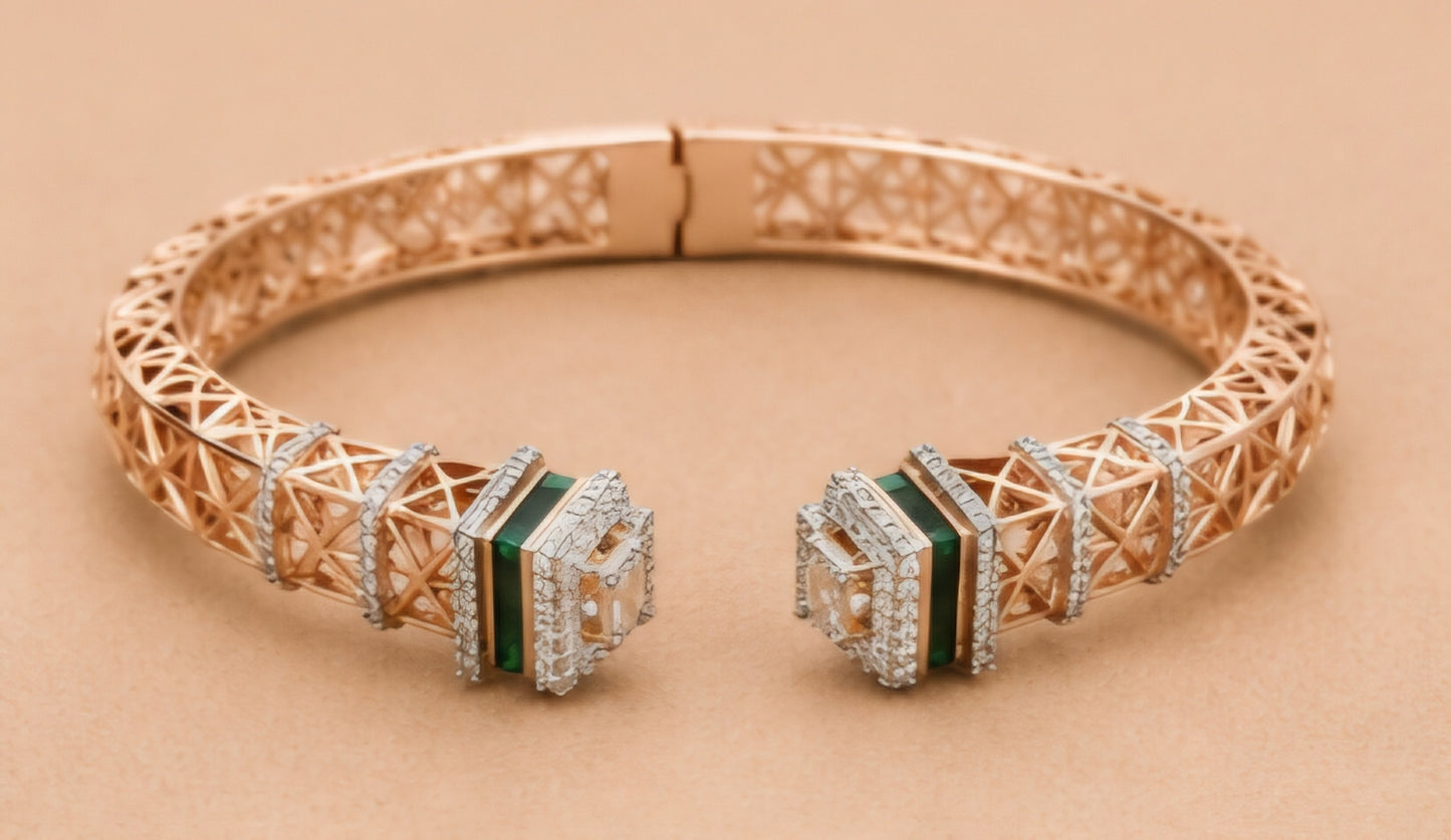 Verde Accent Diamond Cuff Bangle
