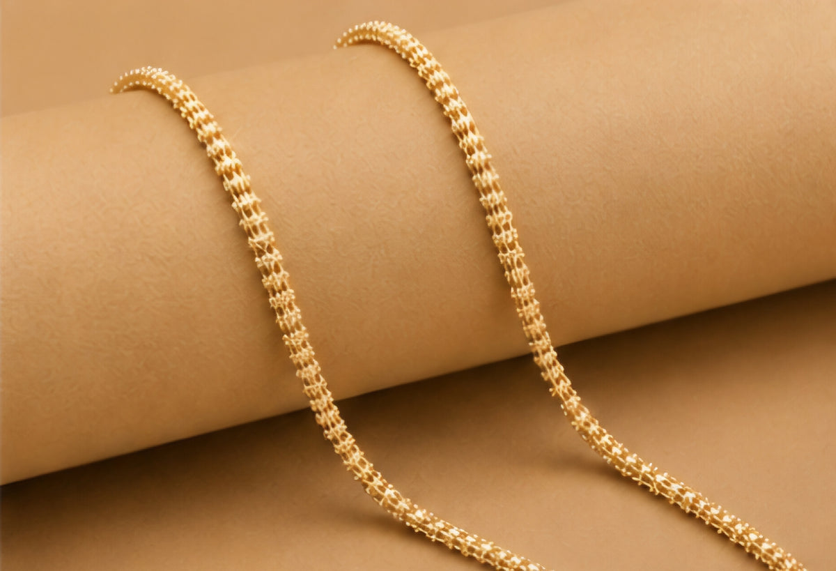 Elegant Textured Gold Chain Necklace