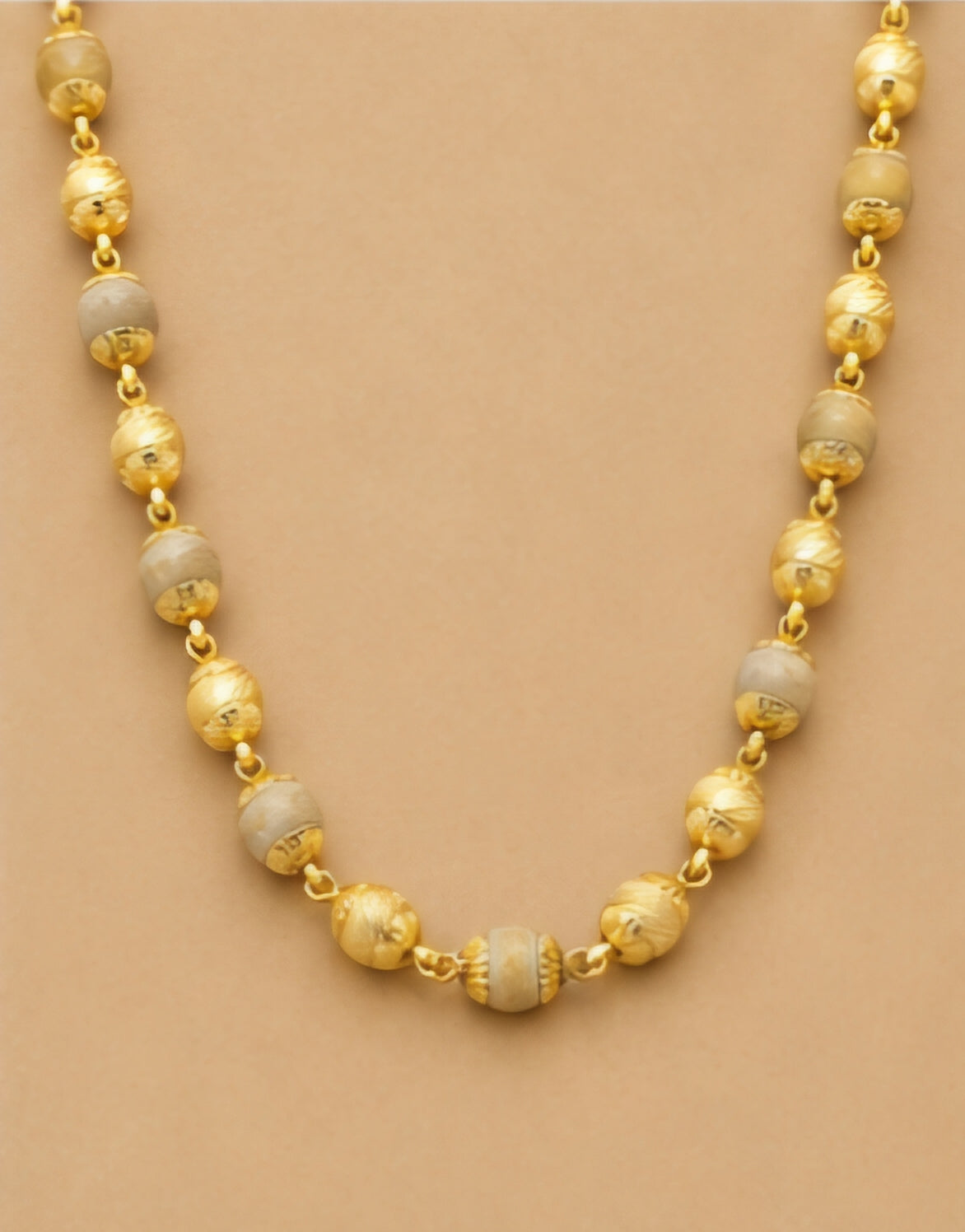 Dual-Tone Beaded Gold Necklace