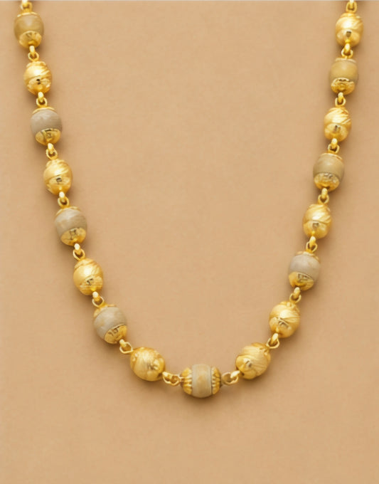 Dual-Tone Beaded Gold Necklace