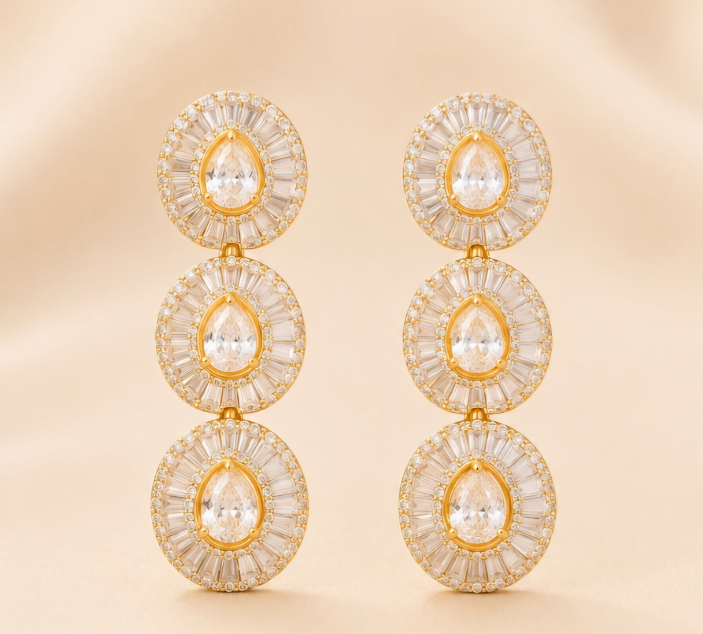 Radiant Halo Diamond Drop Earrings