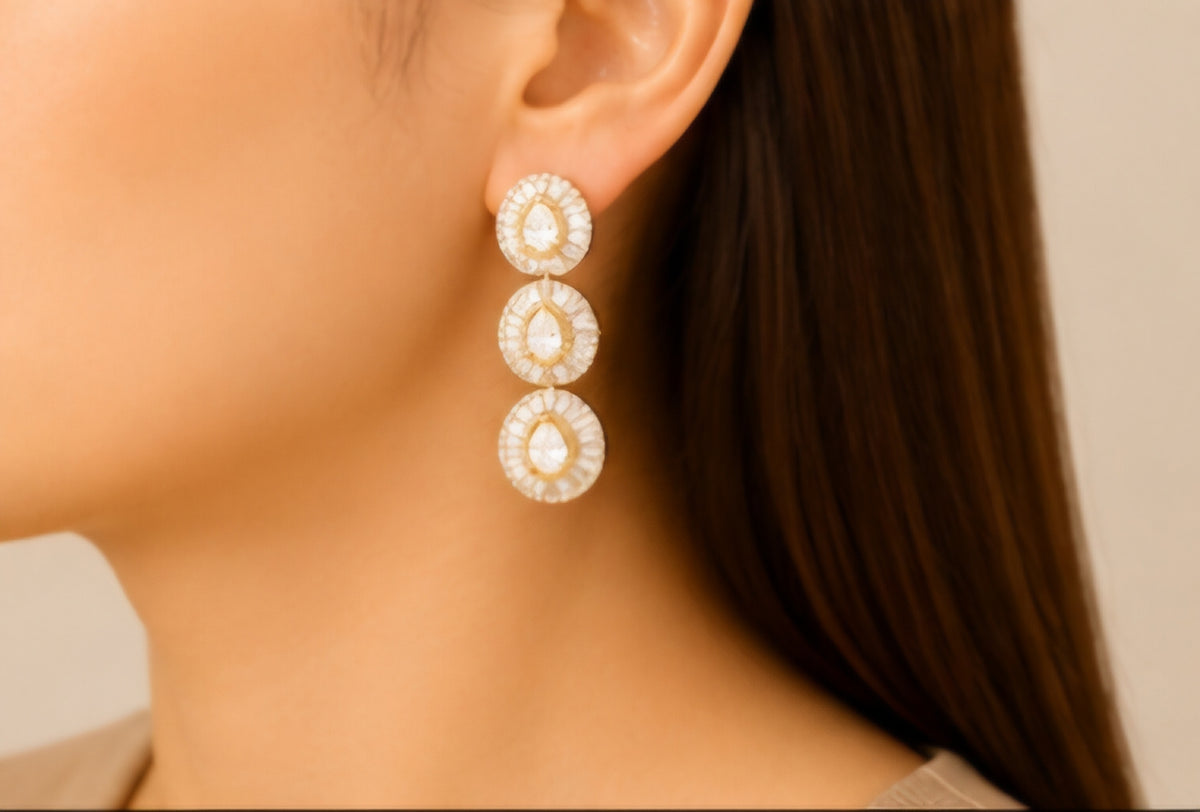 Radiant Halo Diamond Drop Earrings