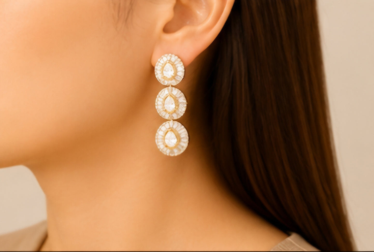 Radiant Halo Diamond Drop Earrings