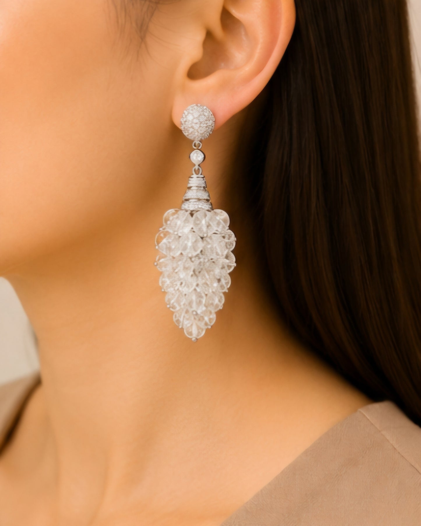 Celestial Diamond Cluster Drop Earrings