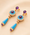 Imperial Turquoise & Amethyst Drop Earrings