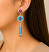 Imperial Turquoise & Amethyst Drop Earrings