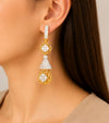 Floral Diamond Bell Drop Earrings