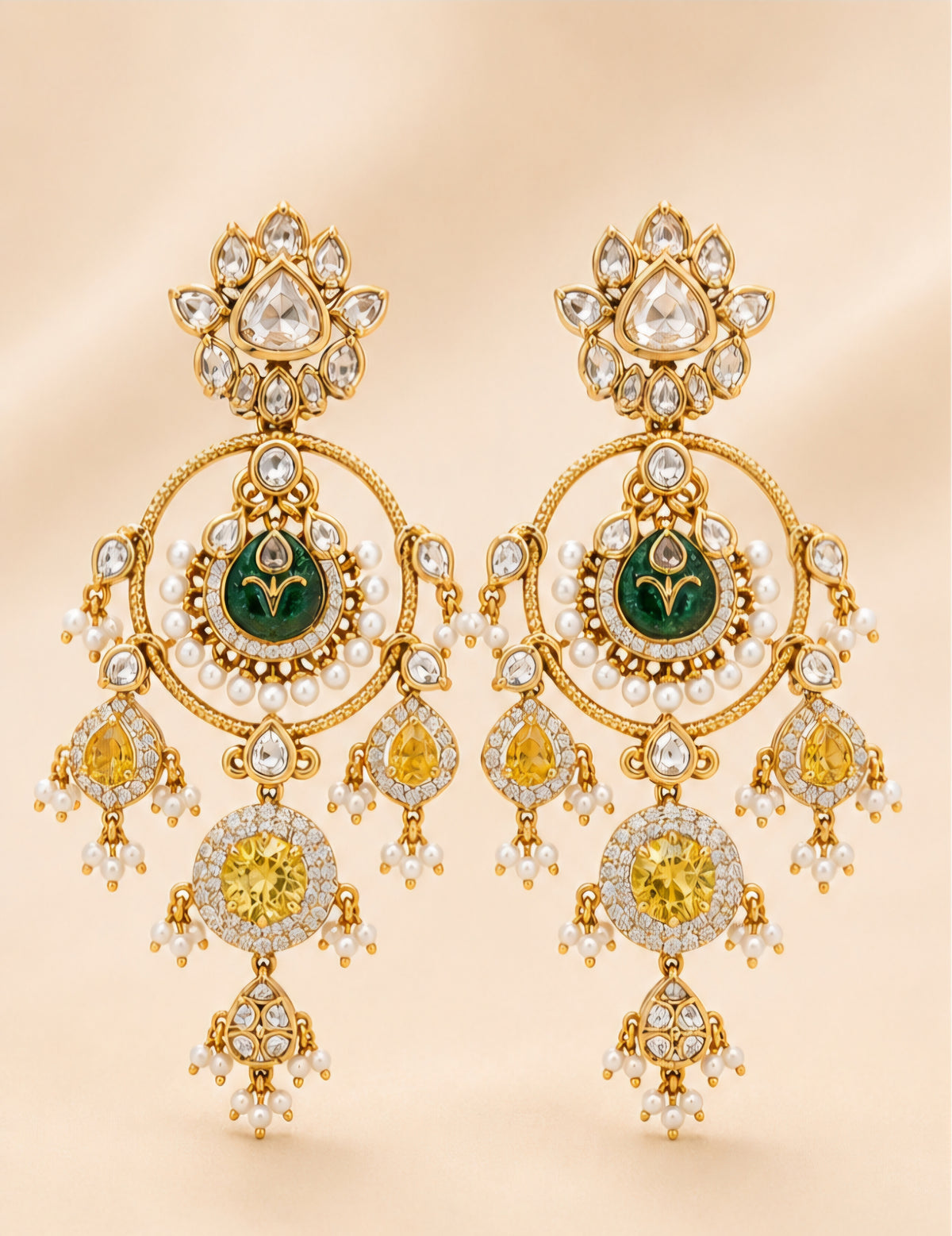 Heritage Pearl & Citrine Chandbali Earrings