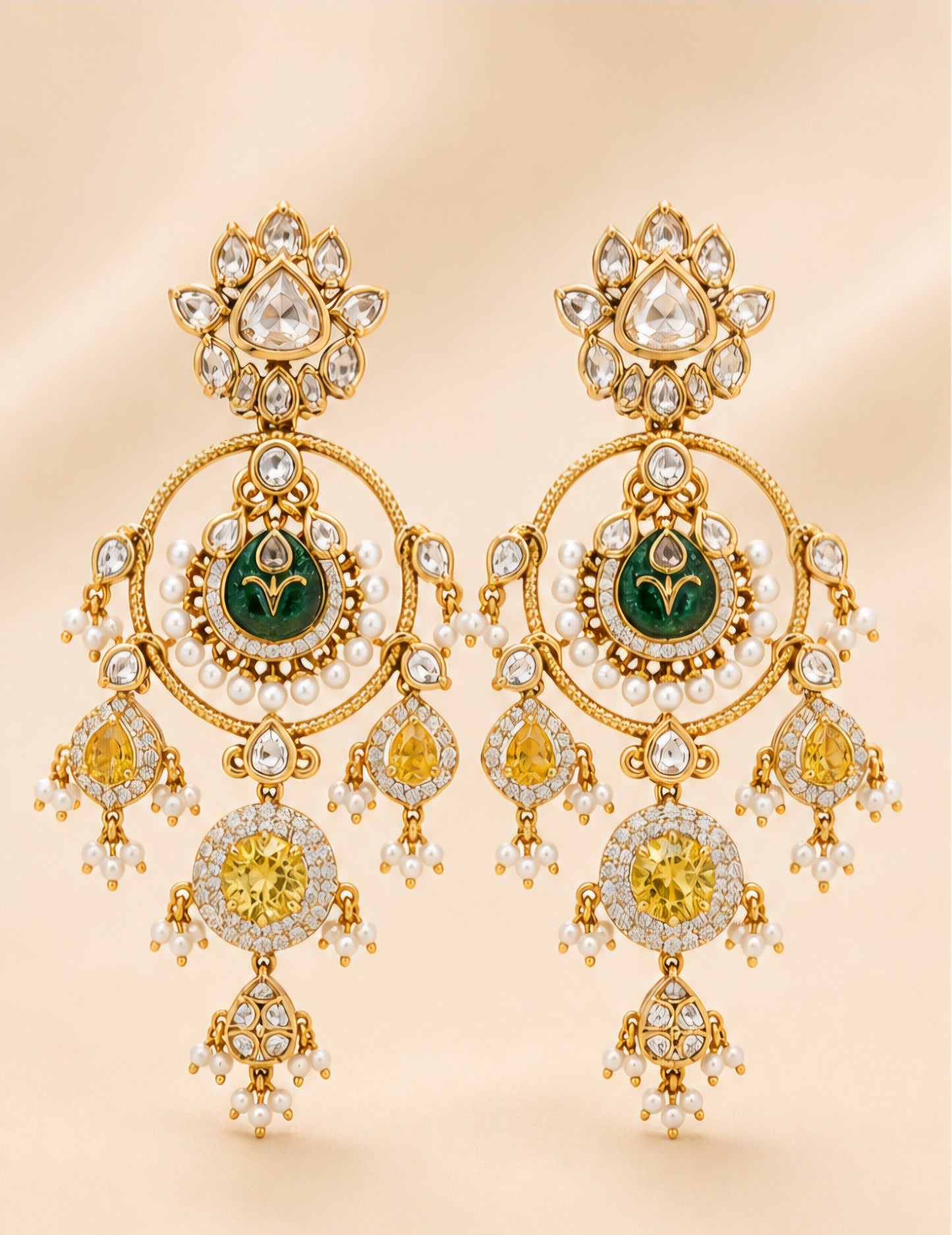 Heritage Pearl & Citrine Chandbali Earrings