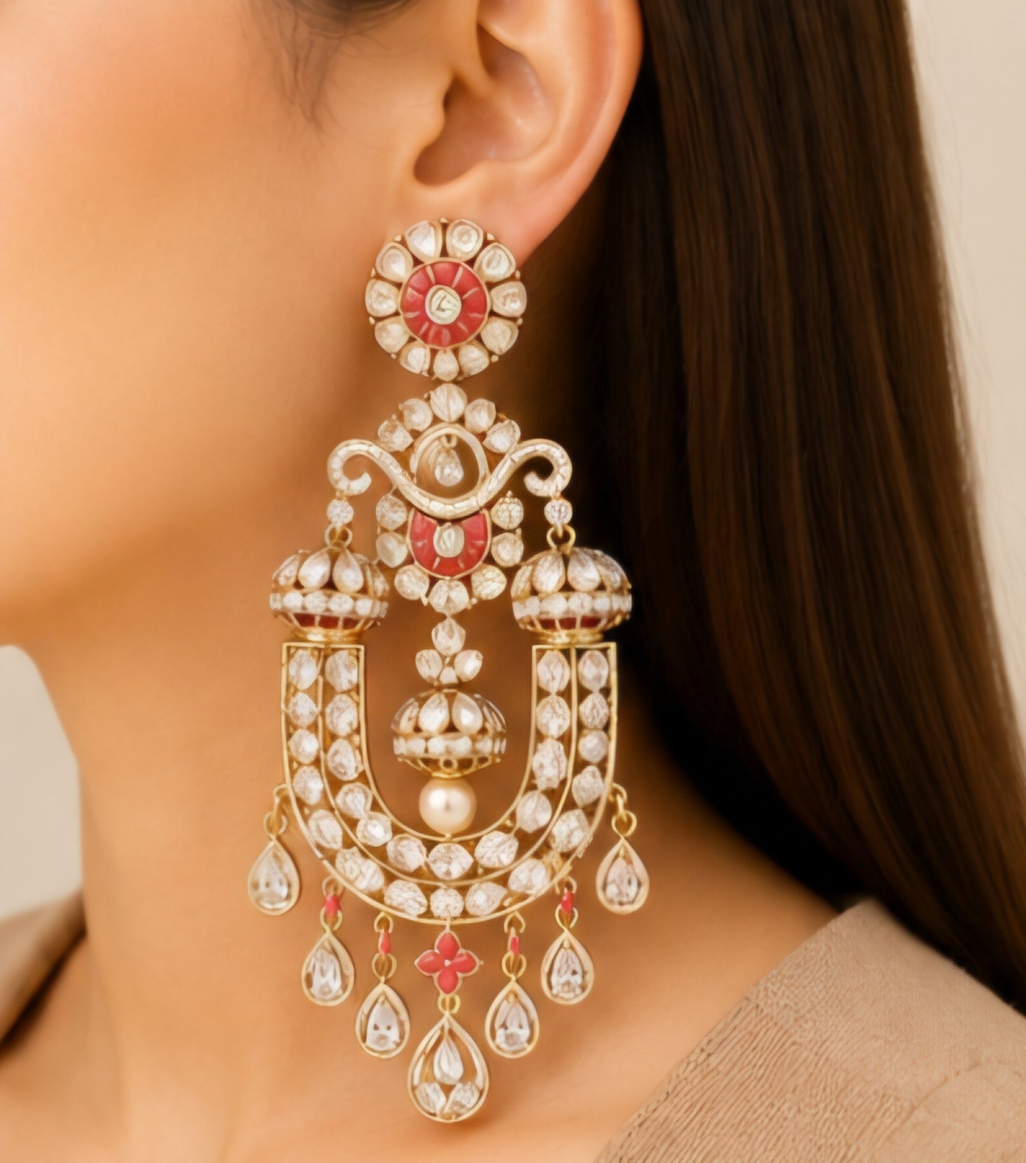 Royal Polki Horseshoe Chandbali Earrings